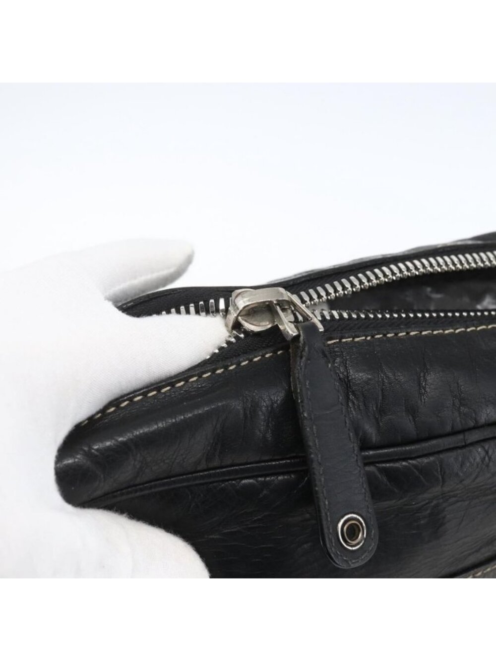 Authentic GUCCI Shoulder Bag Leather Black Silver 201451 - Picture 6 of 16